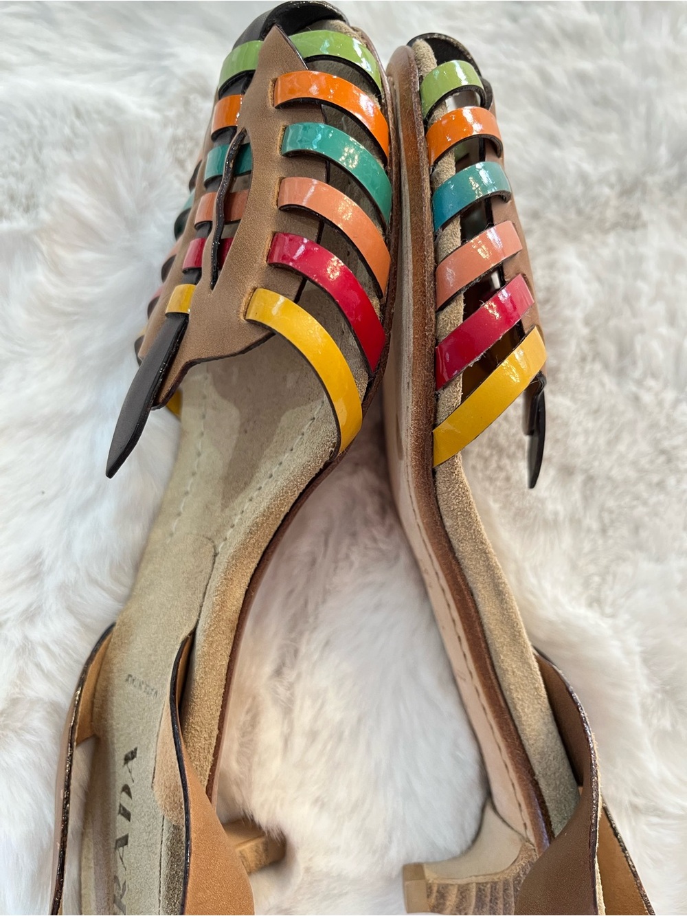 Prada Multicolor Woven Cage Leather Sandal (FINAL SALE)